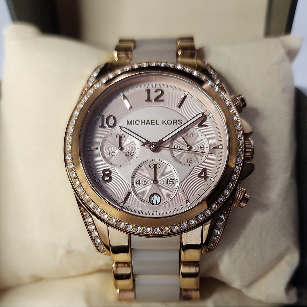 Michael Kors Blair MK5943 Women's Stainless Steel Rose Gold Tone Watch EUC